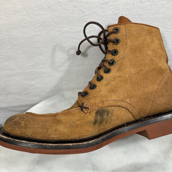 Frye Wallace brown suede lace up boot leather distressed - Picture 15 of 15
